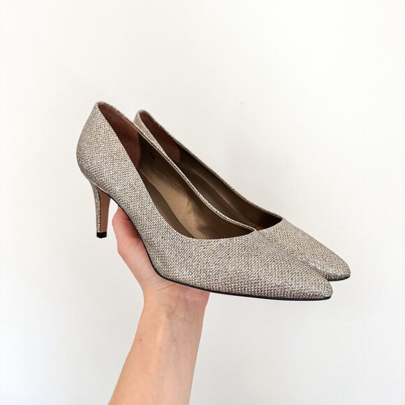 Vaneli Shoes - VANEli Metallic Glitter Slip-On Pointed Toe Heels Pumps Gold 9